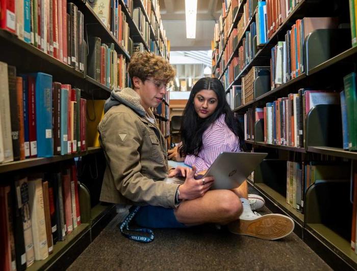 Students studying in the library